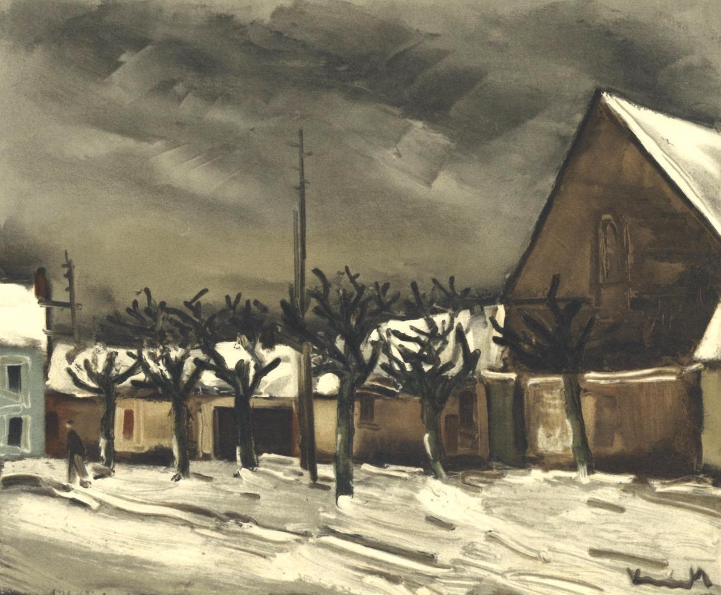 Maurice De Vlaminck, Les Tilleuls Sous La Neige, Vlaminck, Signed, Lithograph