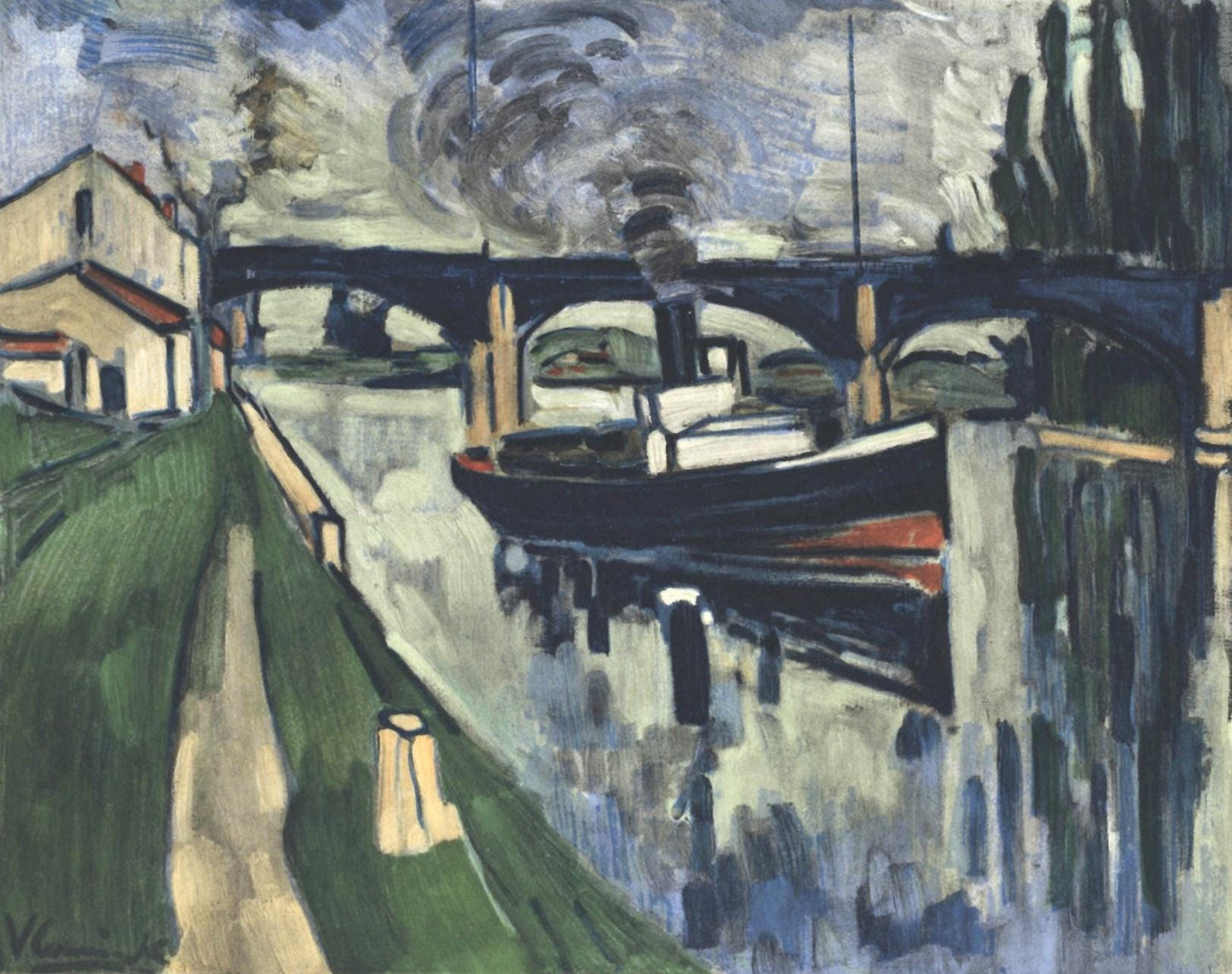 Maurice De Vlaminck, La Seine Poissy, Vlaminck, Signed, Lithograph
