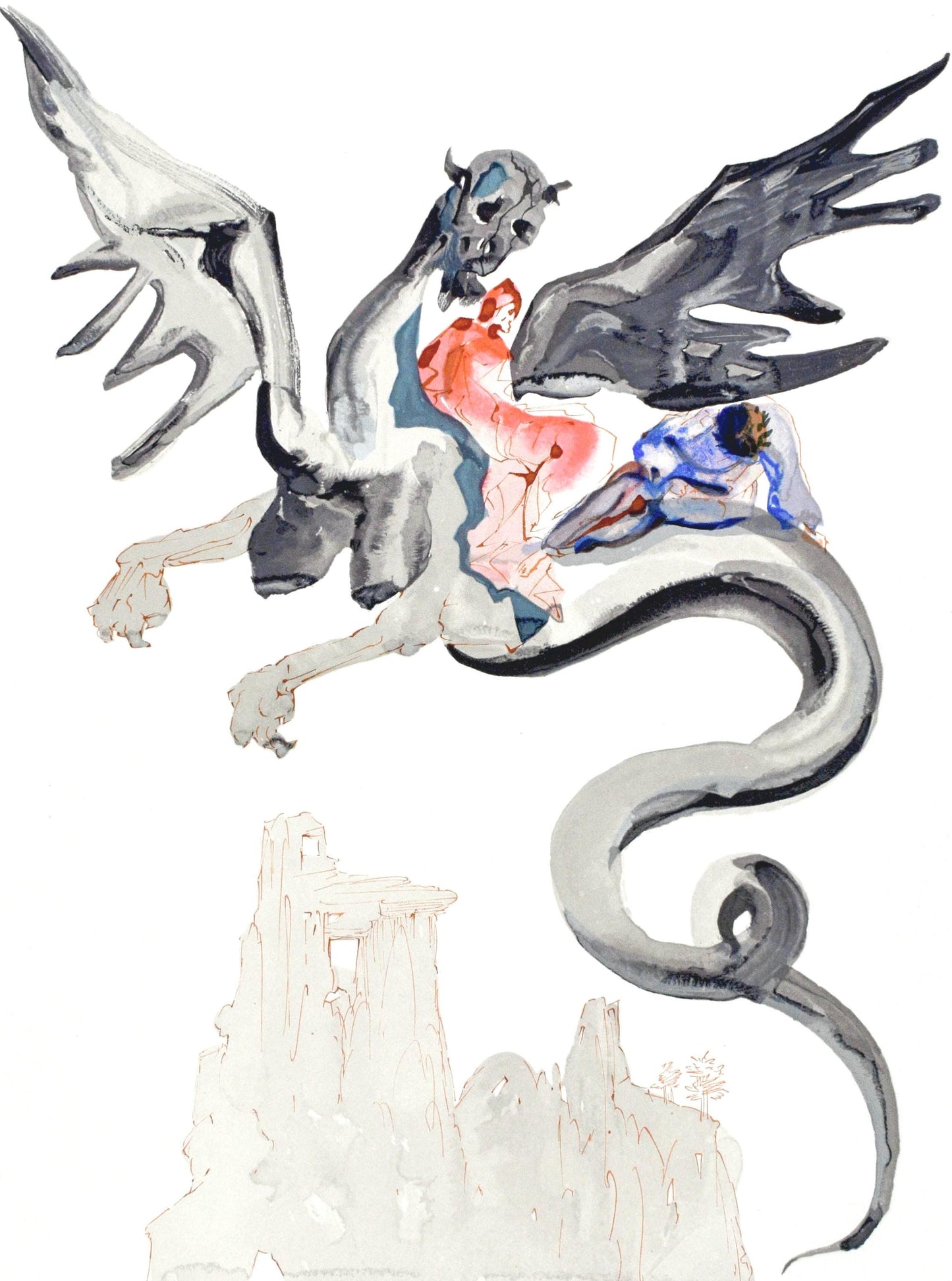 Salvador Dali, Inferno Xvii (Michler/Lpsinger 1039-1138; Field 189-200), La Divina Commedia, Woodcut