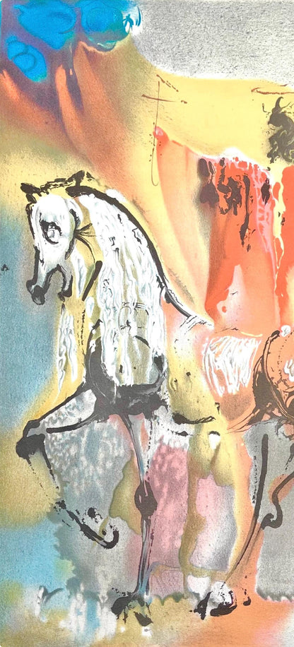 Salvador Dali, Le Chevalier Chrtien, Les Chevaux De Dali, Fac-Simile Signed, Lithograph (After)
