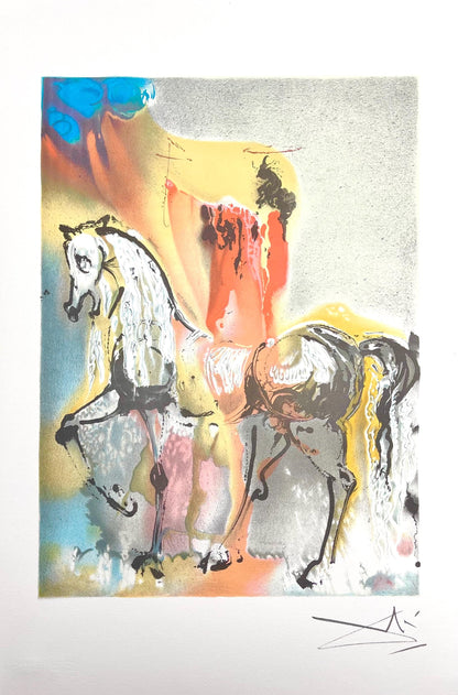 Salvador Dali, Le Chevalier Chrtien, Les Chevaux De Dali, Fac-Simile Signed, Lithograph (After)