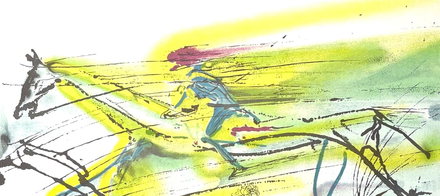 Salvador Dali, Le Cheval De Course, Les Chevaux De Dali, Fac-Simile Signed, Lithograph (After)