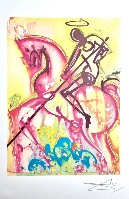 Salvador Dali, Saint-Georges, Les Chevaux De Dali, Fac-Simile Signed, Lithograph (After)