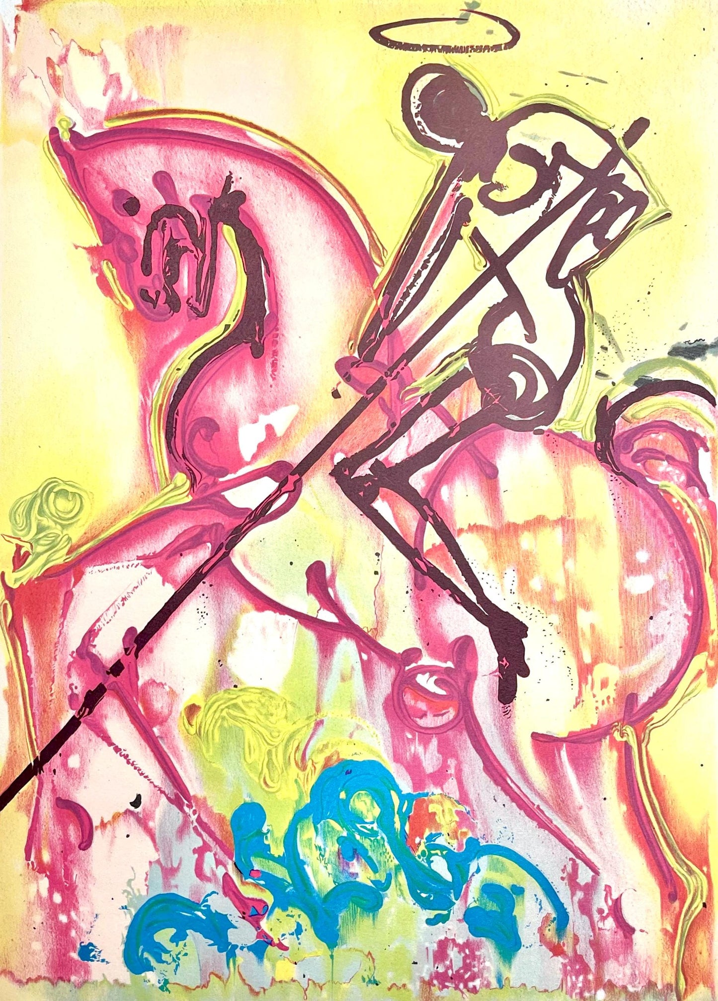 Salvador Dali, Saint-Georges, Les Chevaux De Dali, Fac-Simile Signed, Lithograph (After)