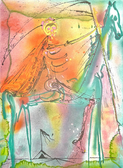 Salvador Dali, Le Cheval De La Mort, Les Chevaux De Dali, Fac-Simile Signed, Lithograph (After)