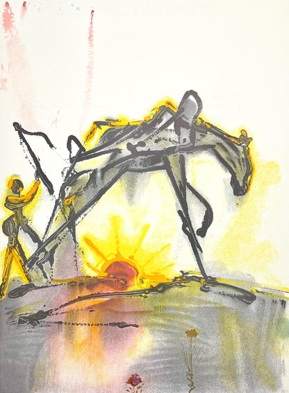 Salvador Dali, Le Cheval De Labeur, Les Chevaux De Dali, Fac-Simile Signed, Lithograph (After)