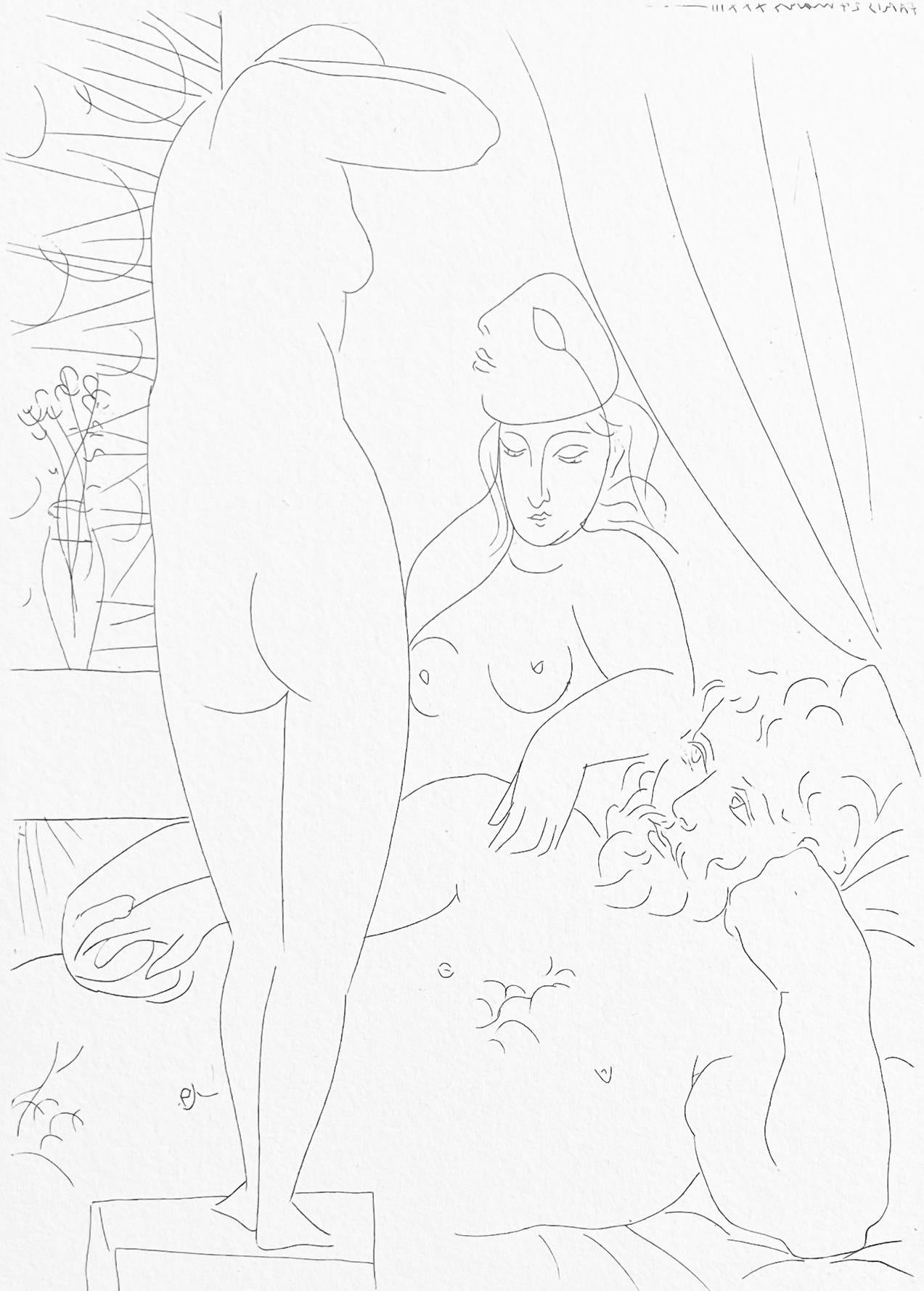 Pablo Picasso, Sculpteur au Repos avec Modle dmasqu et sa Reprsentation, Suite Vollard, Fac-simile Signed, Lithograph