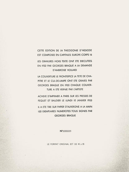 Georges Braque, Composition, Hsiode, Thogonie, Derrire Le Miroir, Lithograph