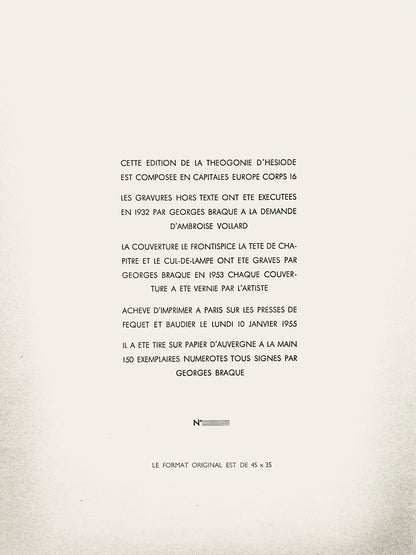 Georges Braque, Composition, Hsiode, Thogonie, Derrire Le Miroir, Lithograph