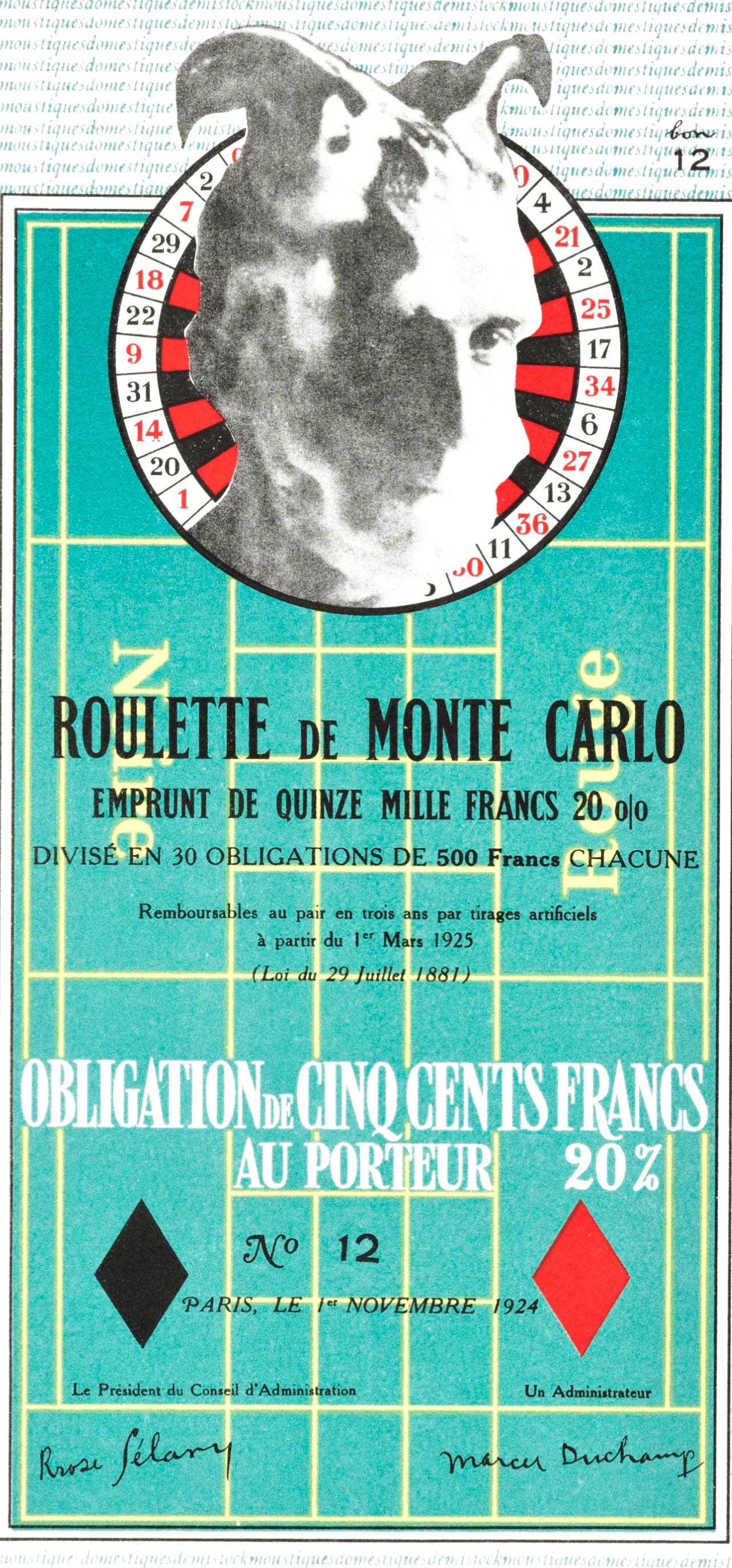 Marcel Duchamp, Bond de Monte-Carlo (Schwarz 406), Socit internationale d'art XXe sicle, Lithograph