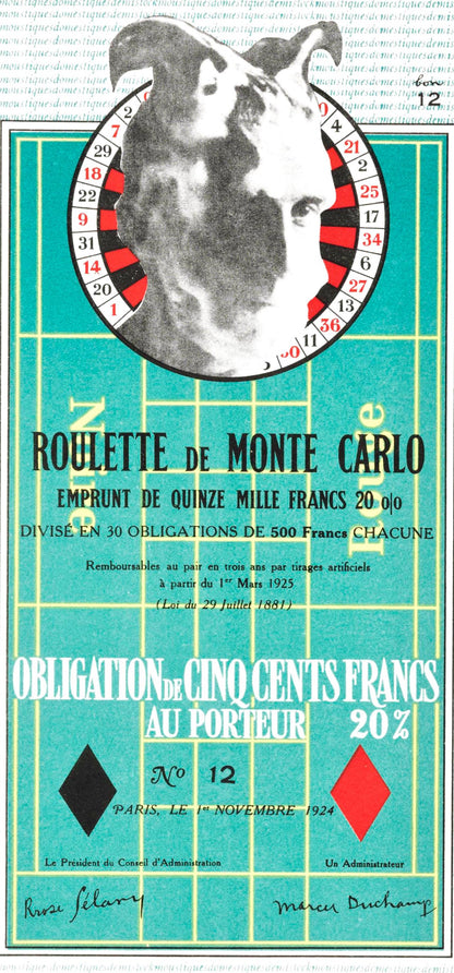 Marcel Duchamp, Bond de Monte-Carlo (Schwarz 406), Socit internationale d'art XXe sicle, Lithograph