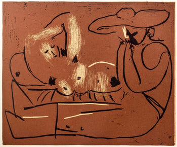 Pablo Picasso, Femme Couche Et Homme (Orozco 214), Grabados Al Linleo, Linocut
