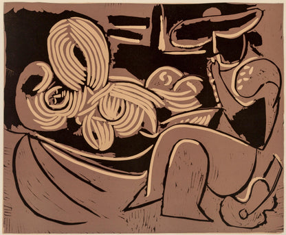 Pablo Picasso, Femme Couche Et Homme (Orozco 214), Grabados Al Linleo, Linocut
