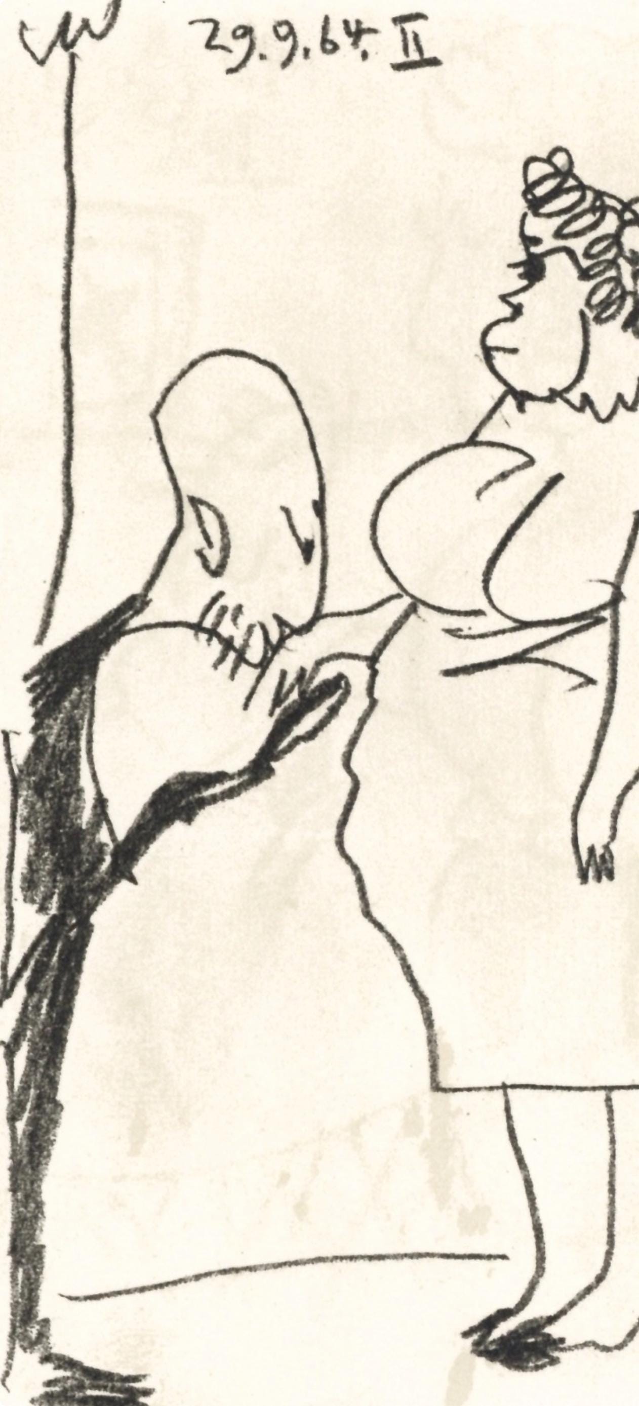 Pablo Picasso, 29.9.64. Ii (Cramer 148), Le Got Du Bonheur, Mixed Media Lithograph