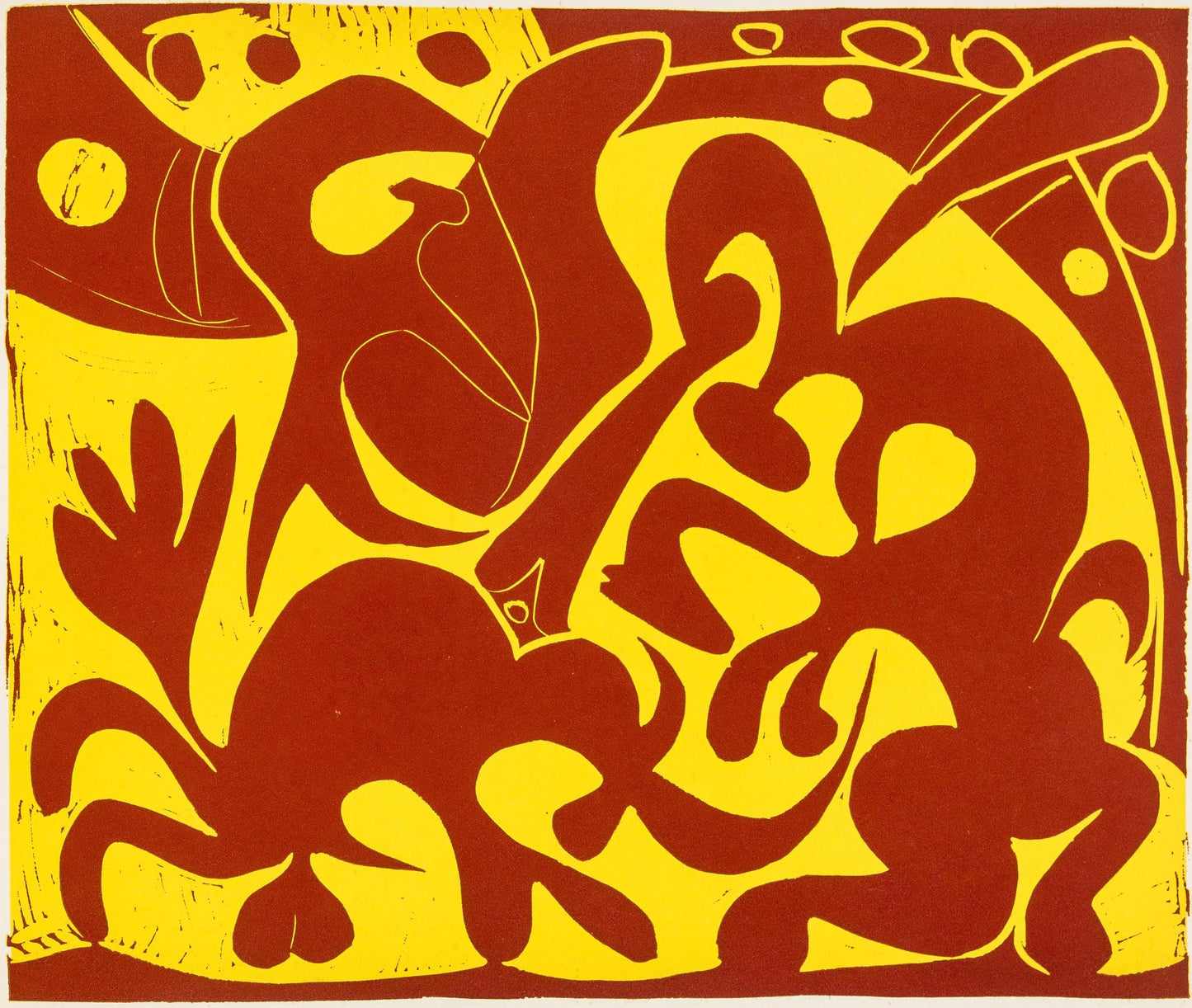 Pablo Picasso, Rouge Et Jaune (Orozco 214), Grabados Al Linleo, Linocut
