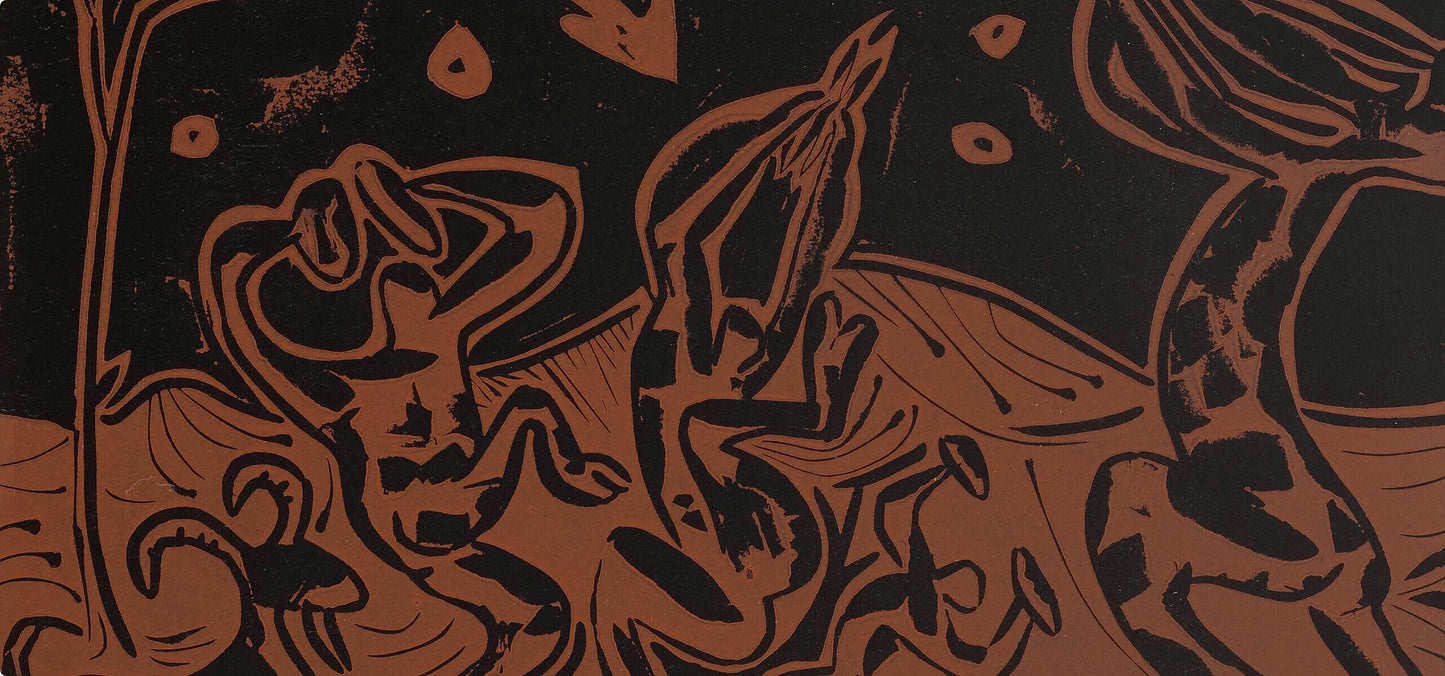 Pablo Picasso, Les Danseurs Au Hibou (Orozco 214), Grabados Al Linleo, Linocut