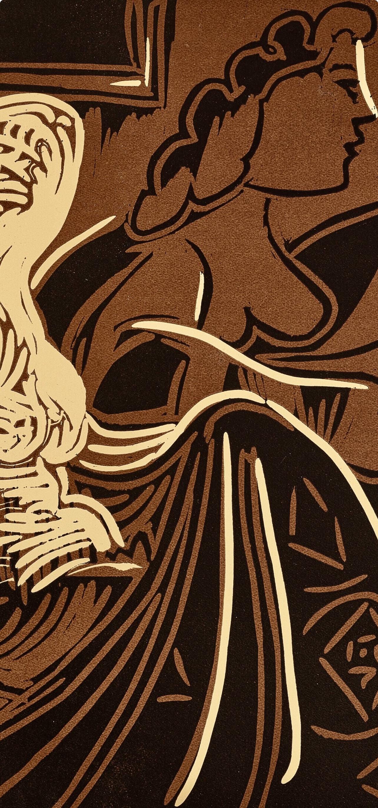 Pablo Picasso, Deux Femmes Prs La Fentre (Orozco 214), Grabados Al Linleo, Linocut