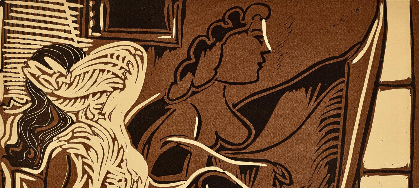 Pablo Picasso, Deux Femmes Prs La Fentre (Orozco 214), Grabados Al Linleo, Linocut