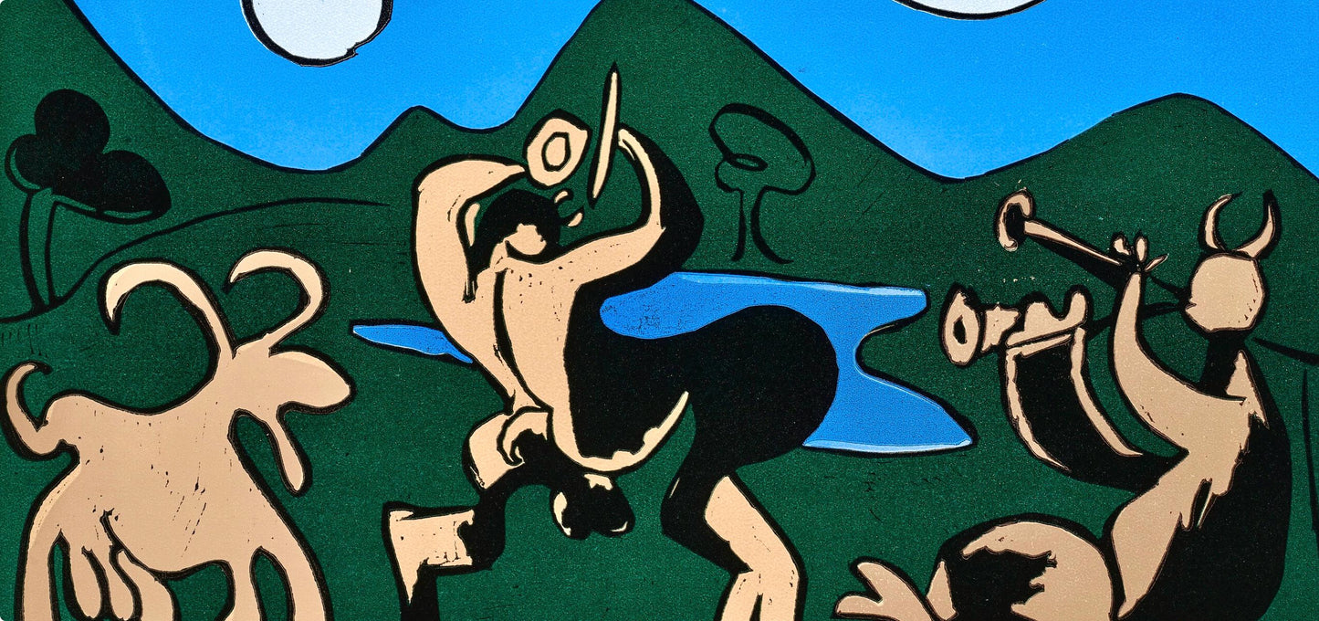 Pablo Picasso, Faunes Et Chvre (Orozco 214), Grabados Al Linleo, Linocut