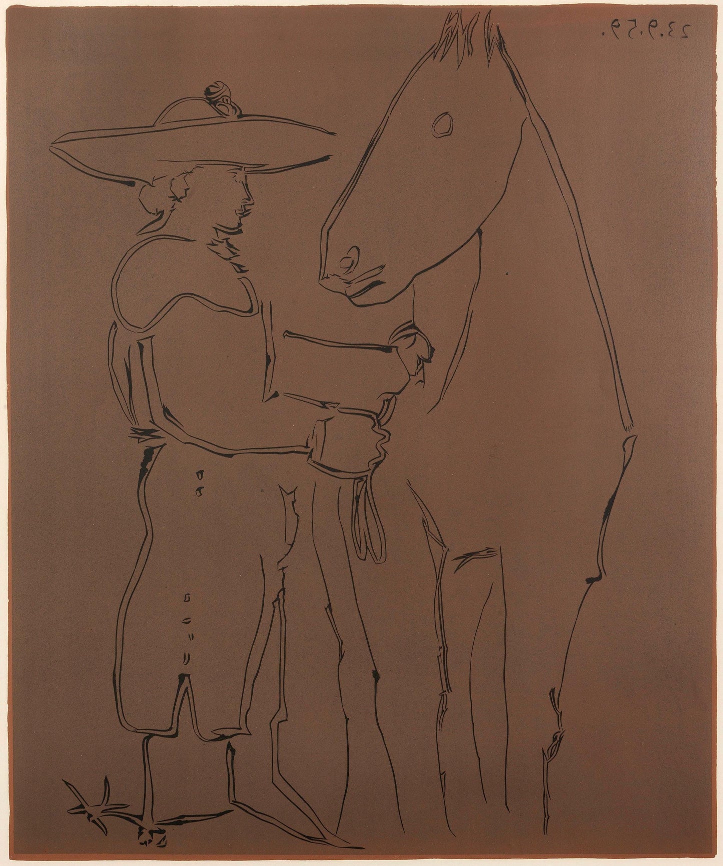 Pablo Picasso, Picador Et Cheval (Orozco 214), Grabados Al Linleo, Linocut
