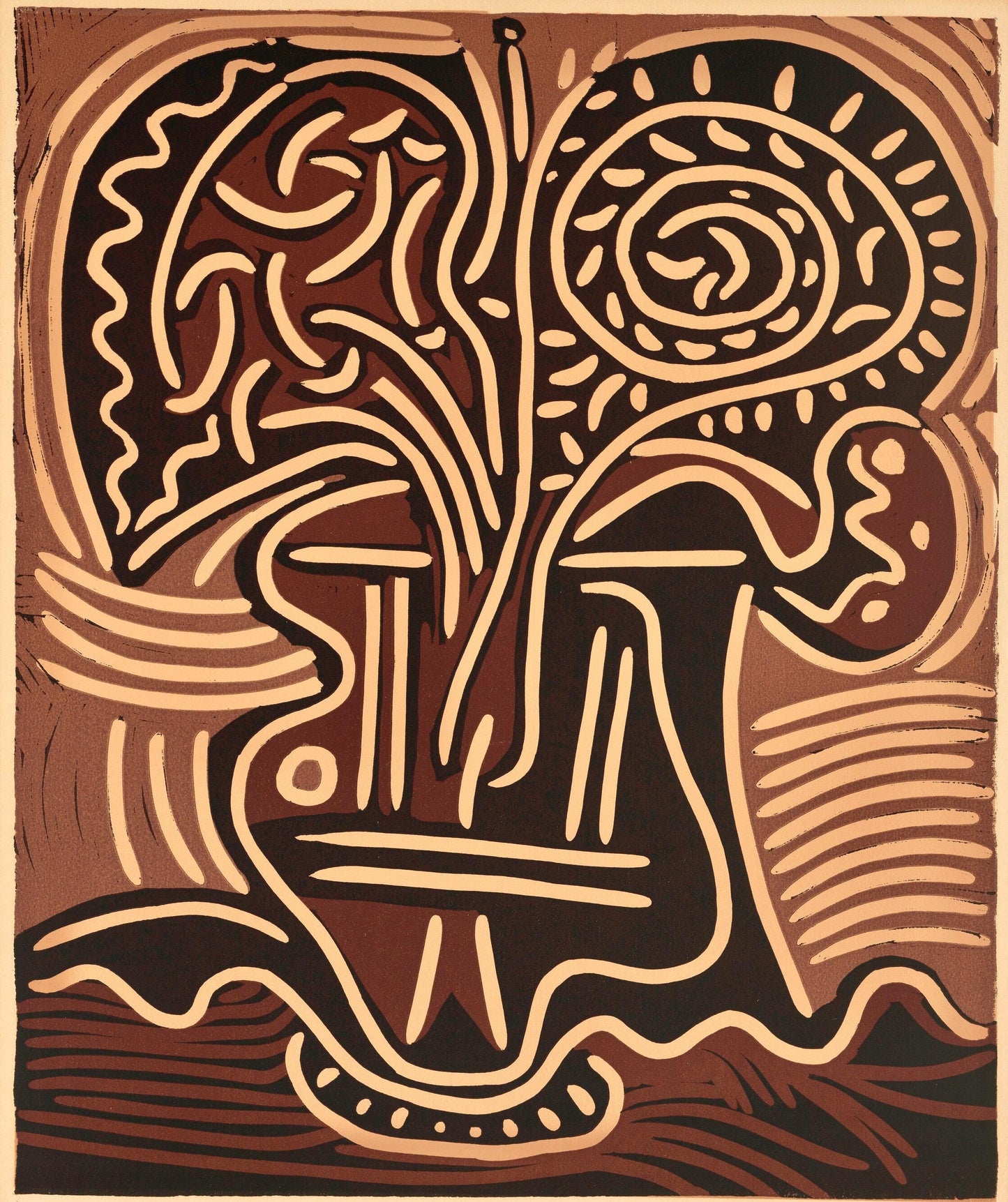 Pablo Picasso, Le Vase De Fleurs (Orozco 214), Grabados Al Linleo, Linocut
