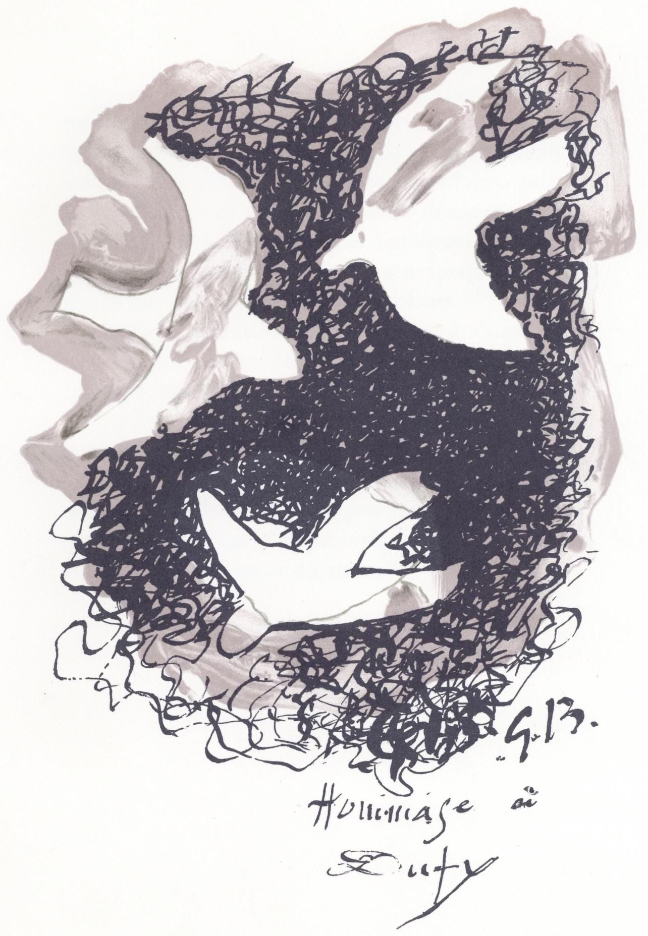 Georges Braque, Composition, Lettre Mon Peintre Raoul Dufy, Lithograph