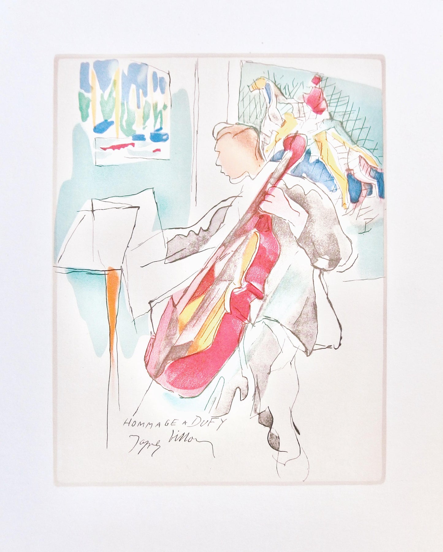 Jacques Villon, Composition, Lettre Mon Peintre Raoul Dufy, Lithograph