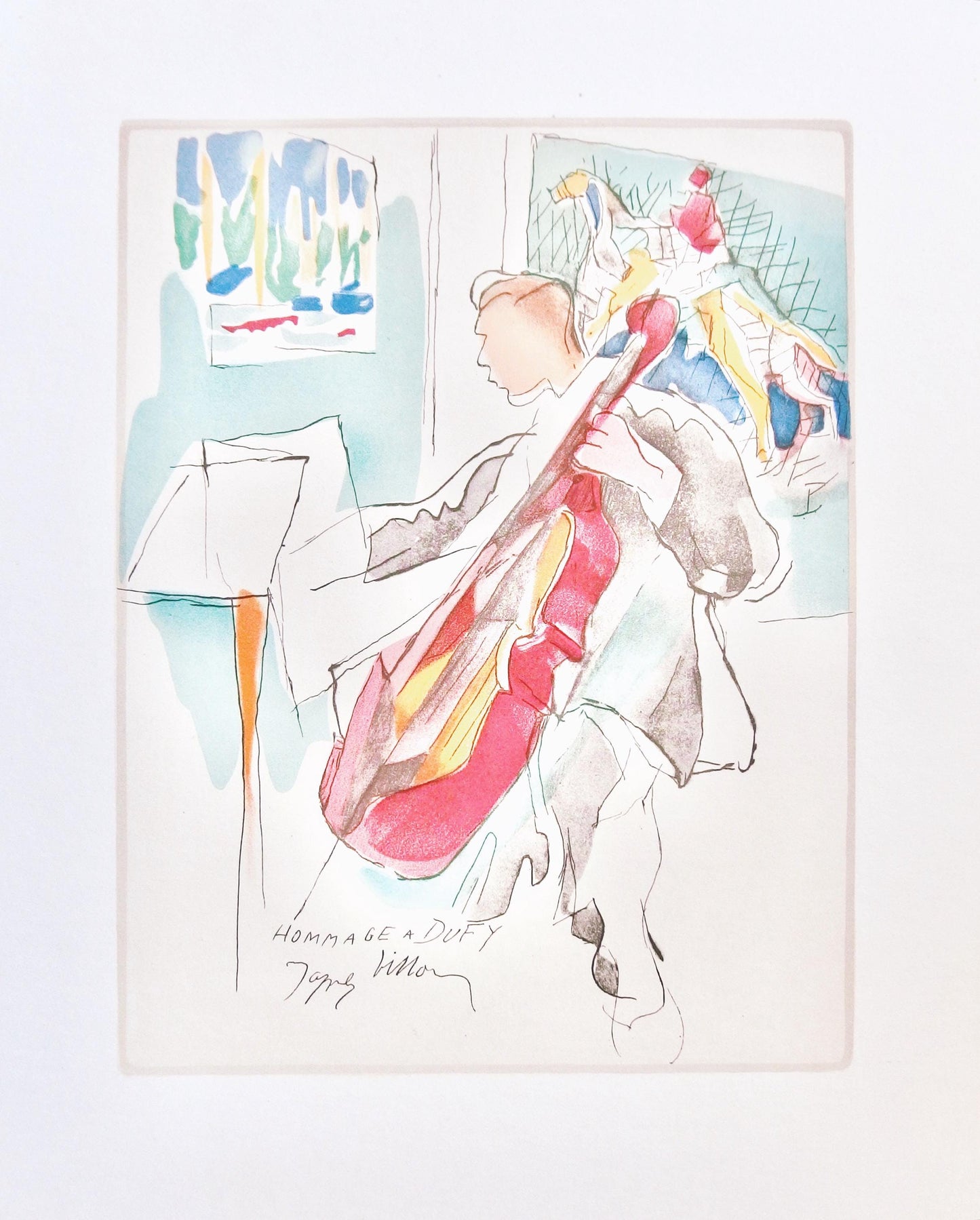 Jacques Villon, Composition, Lettre Mon Peintre Raoul Dufy, Lithograph