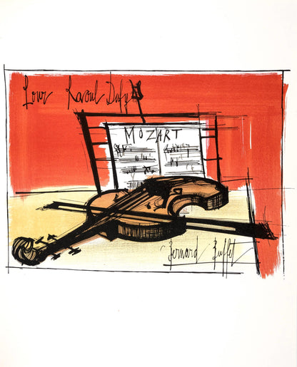 Bernard Buffet, Composition, Lettre Mon Peintre Raoul Dufy, Lithograph
