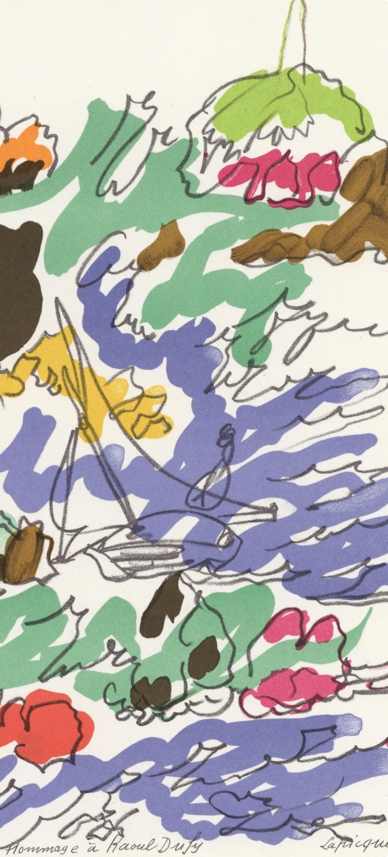 Charles Lapicque, Composition, Lettre Mon Peintre Raoul Dufy, Lithograph
