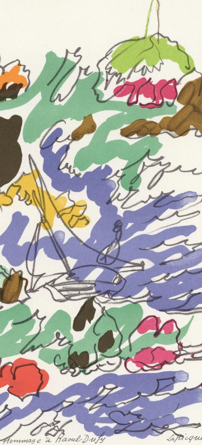 Charles Lapicque, Composition, Lettre Mon Peintre Raoul Dufy, Lithograph