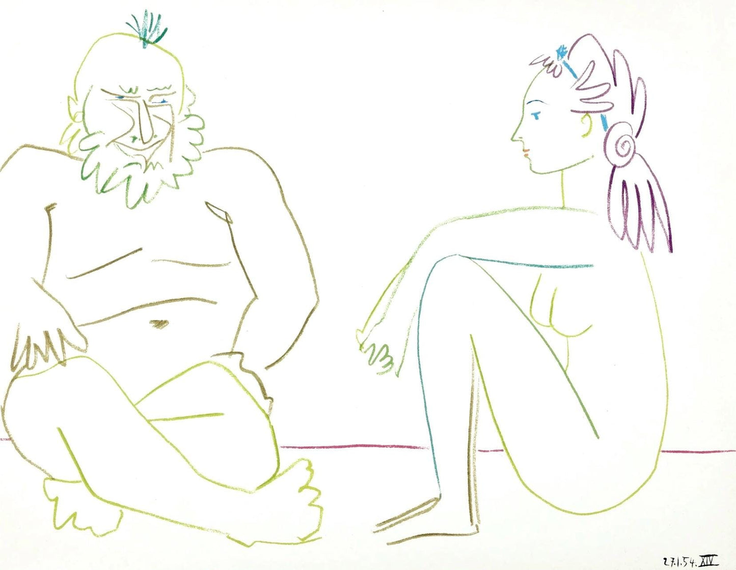 Pablo Picasso, Composition, La Comdie Humaine, Verve, Revue Artistique Et Littraire, Lithograph