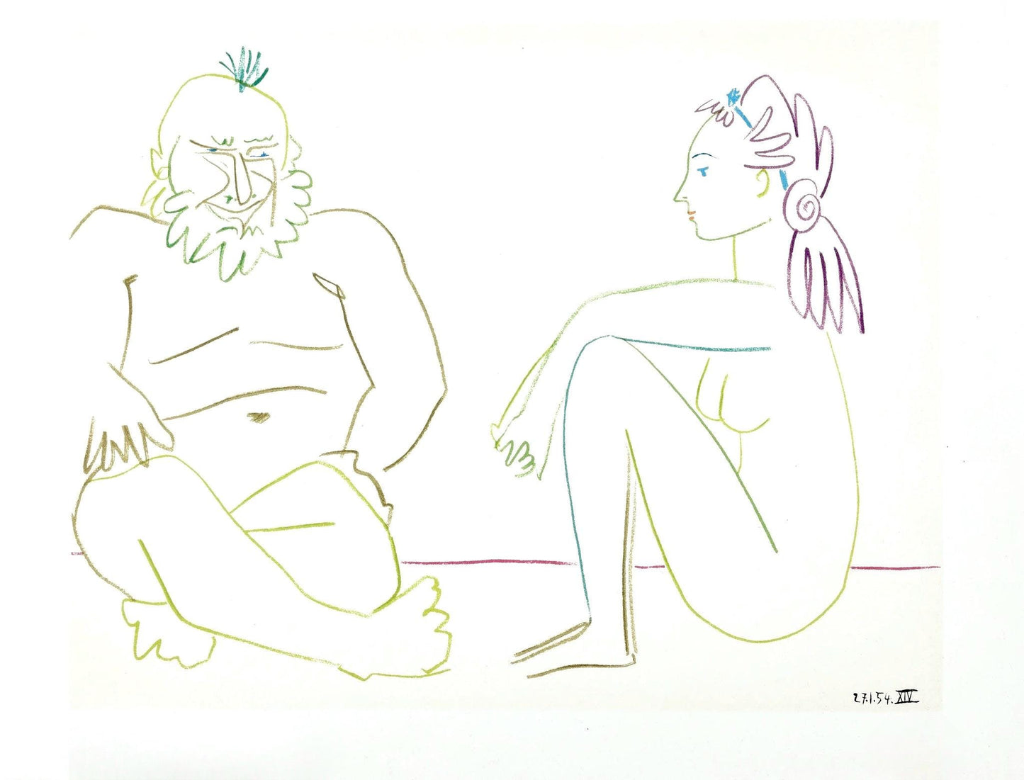Pablo Picasso, Composition, La Comdie Humaine, Verve, Revue Artistique Et Littraire, Lithograph