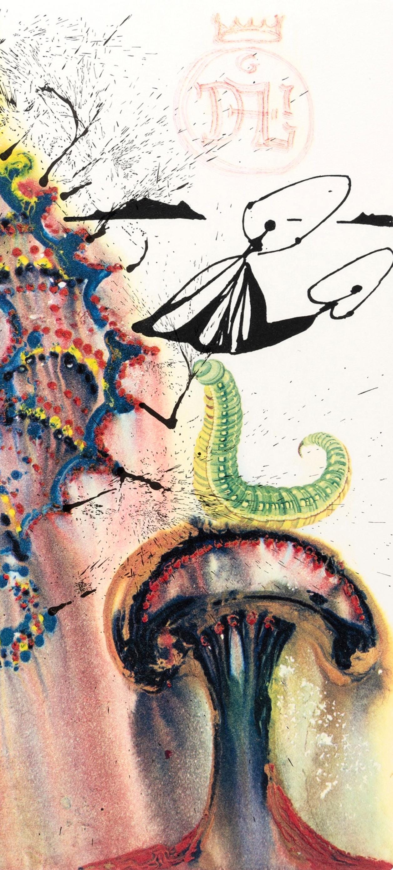 Salvador Dali, Advice From A Caterpillar (Field 69-5, A-M), Alice'S Adventures In Wonderland,