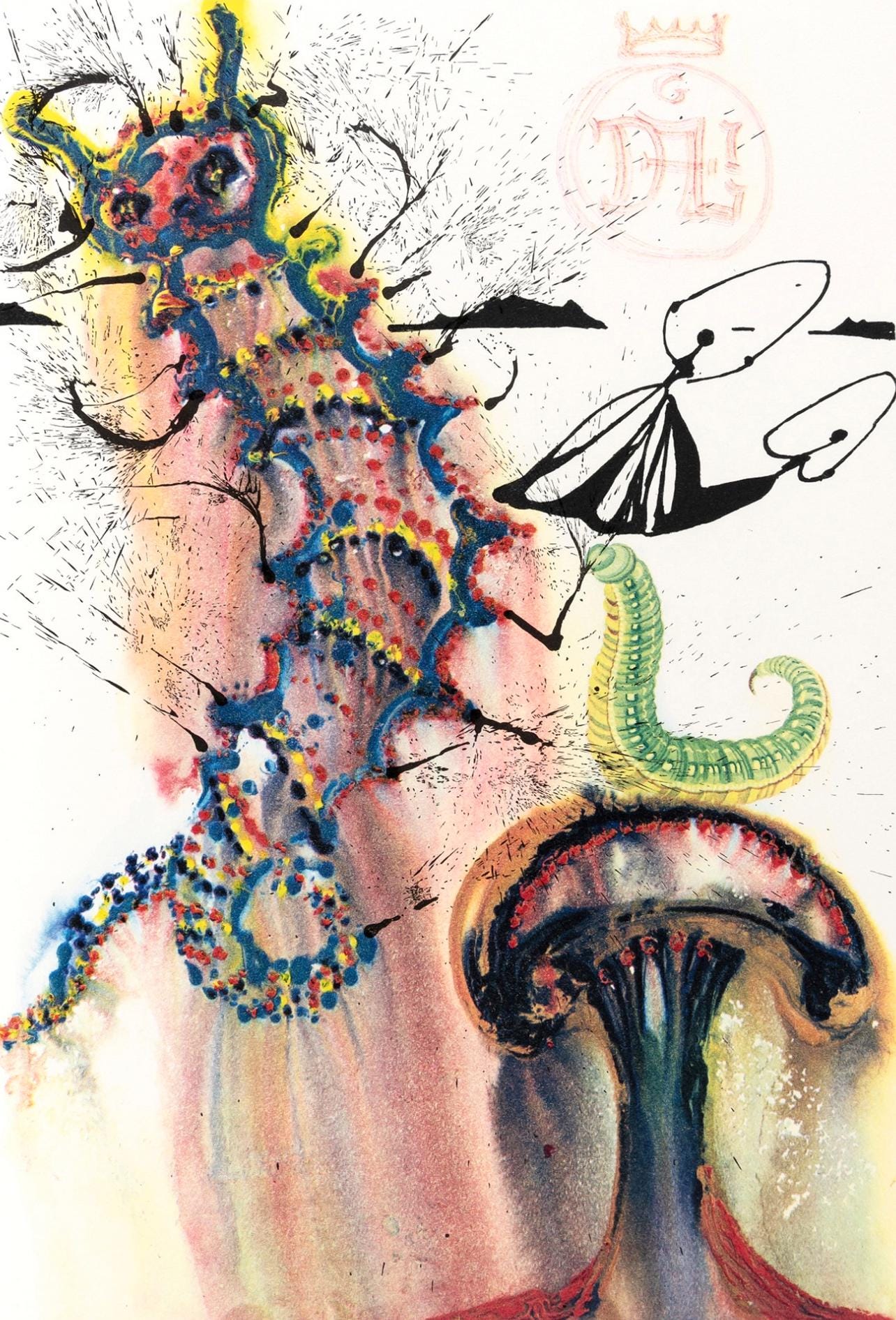 Salvador Dali, Advice From A Caterpillar (Field 69-5, A-M), Alice'S Adventures In Wonderland,