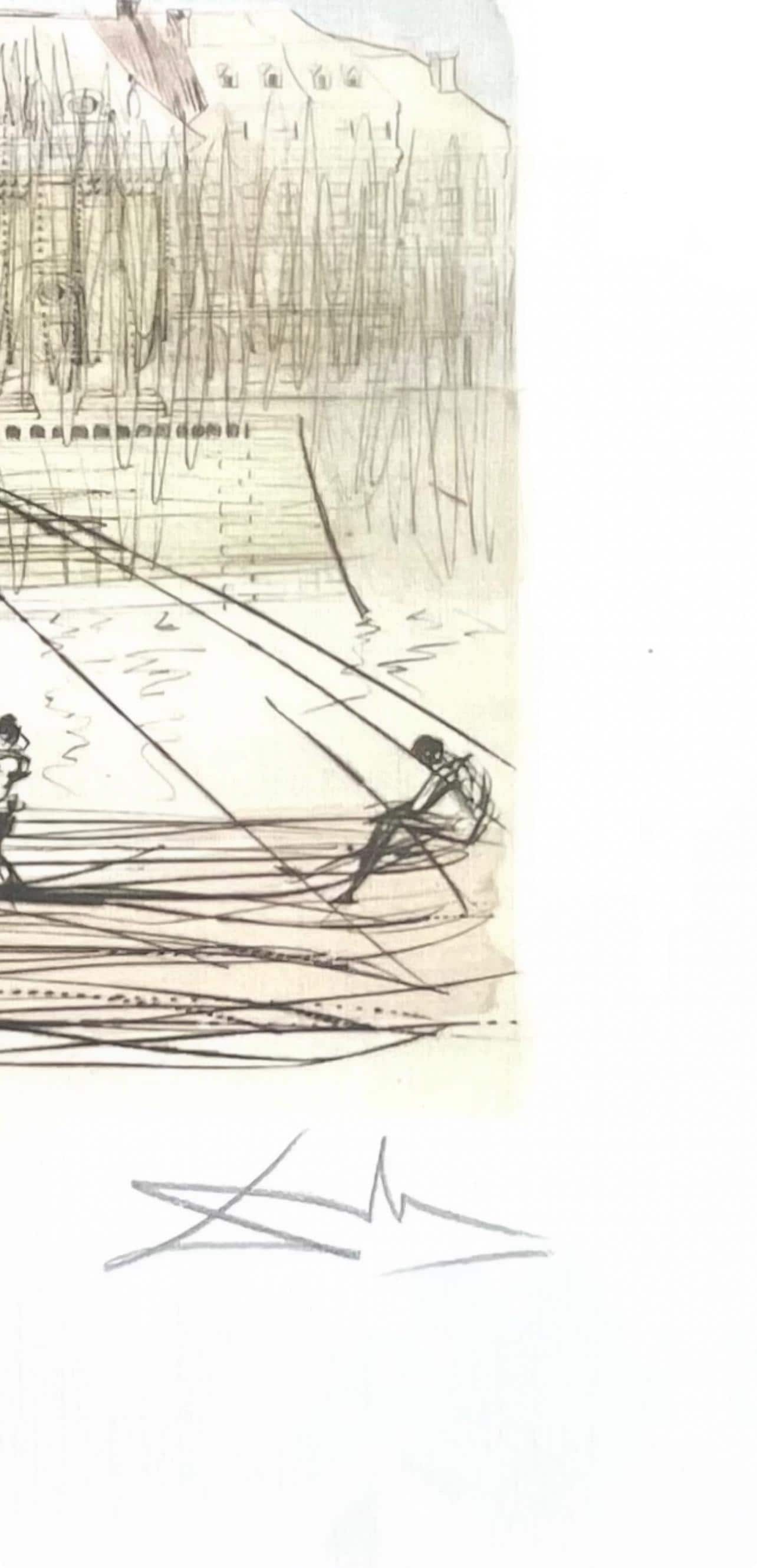 Salvador Dali, L'Acadmie De Paris, Signed, Offset Lithograph