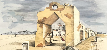 Salvador Dali, Le Village Paranoaque, Signed, Offset Lithograph