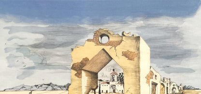 Salvador Dali, Le Village Paranoaque, Signed, Offset Lithograph