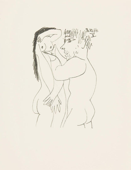 Pablo Picasso, 8.10.64. V (Cramer 148), Le Got Du Bonheur, Mixed Media Lithograph