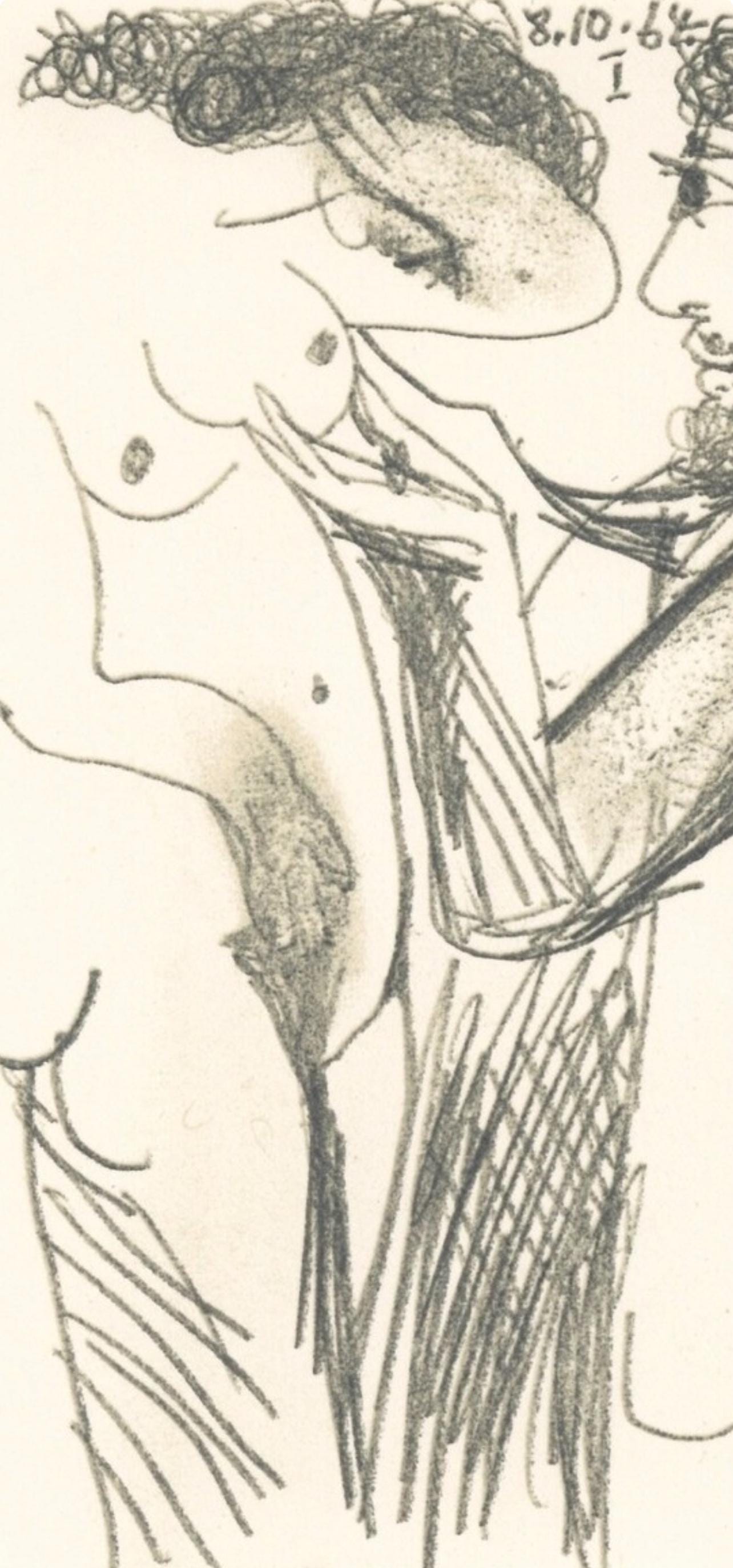 Pablo Picasso, 8.10.64. I (Cramer 148), Le Got Du Bonheur, Mixed Media Lithograph