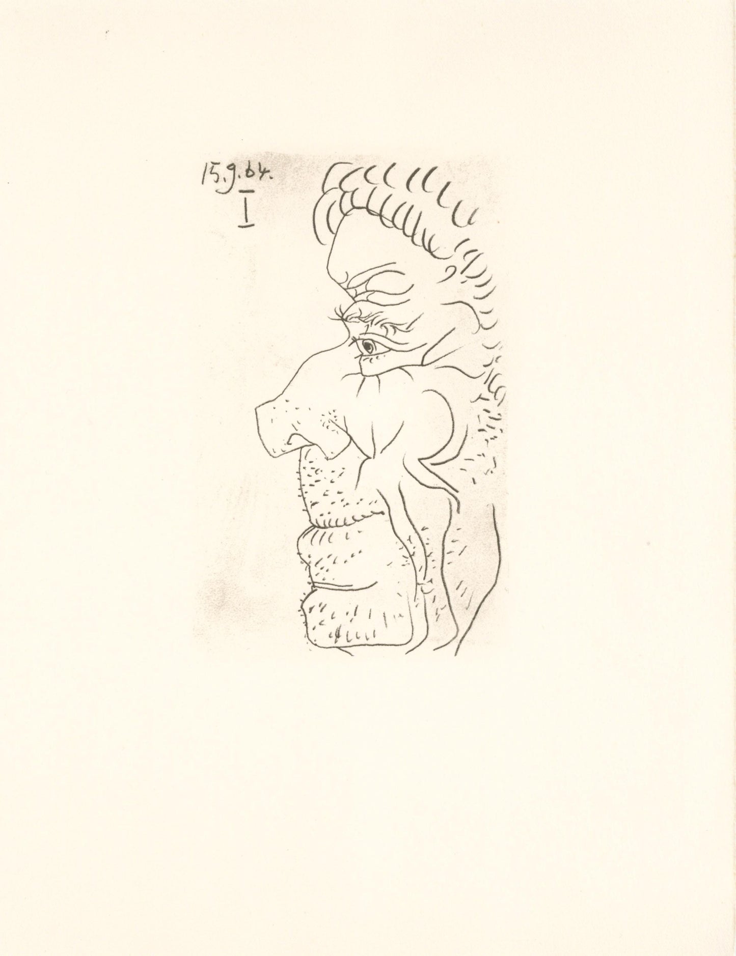 Pablo Picasso, 15.9.64. I (Cramer 148), Le Got Du Bonheur, Mixed Media Lithograph
