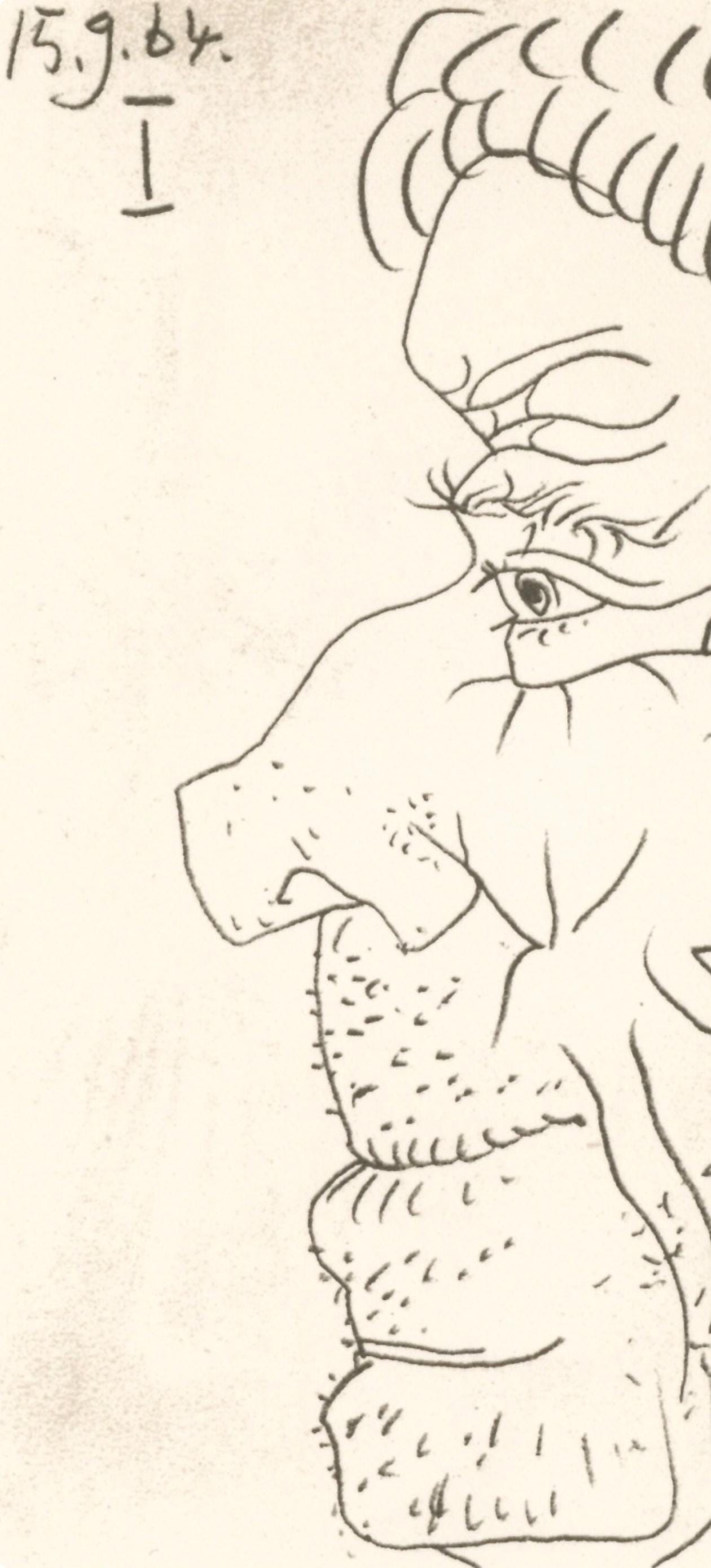 Pablo Picasso, 15.9.64. I (Cramer 148), Le Got Du Bonheur, Mixed Media Lithograph