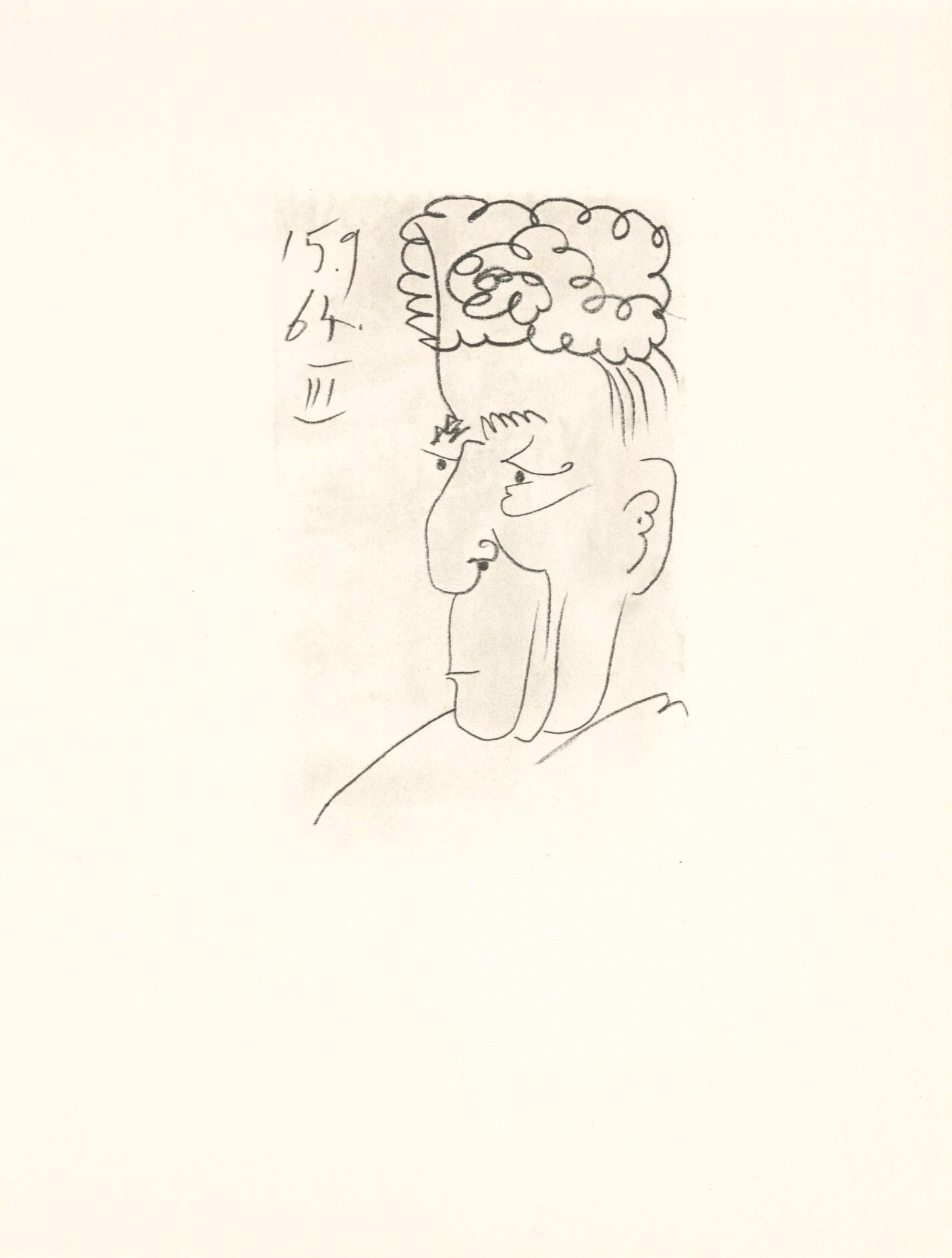 Pablo Picasso, 15.9.64. Iii (Cramer 148), Le Got Du Bonheur, Mixed Media Lithograph