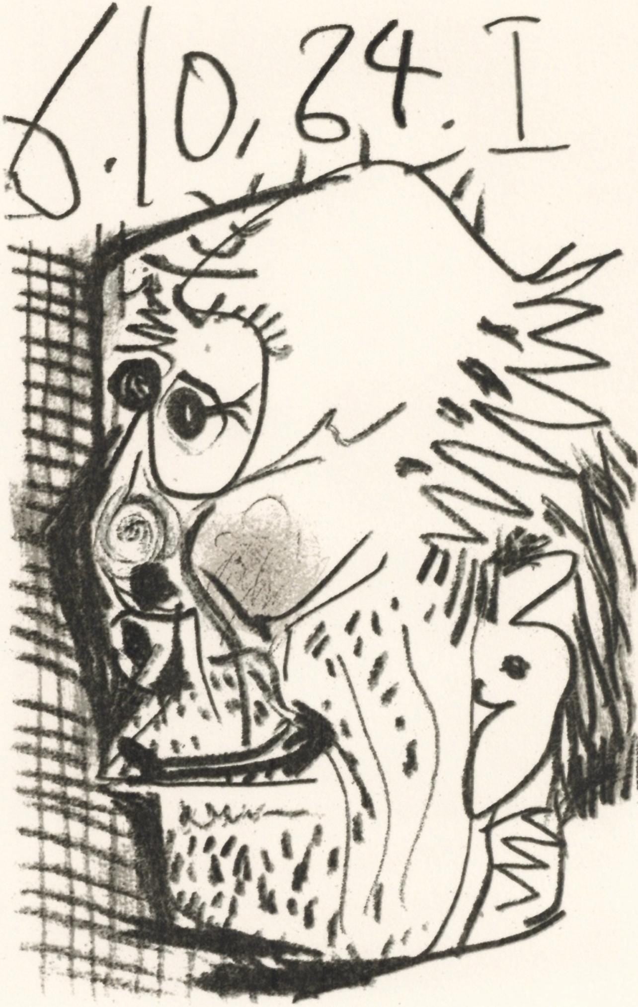 Pablo Picasso, 6.10.64. I (Cramer 148), Le Got Du Bonheur, Mixed Media Lithograph