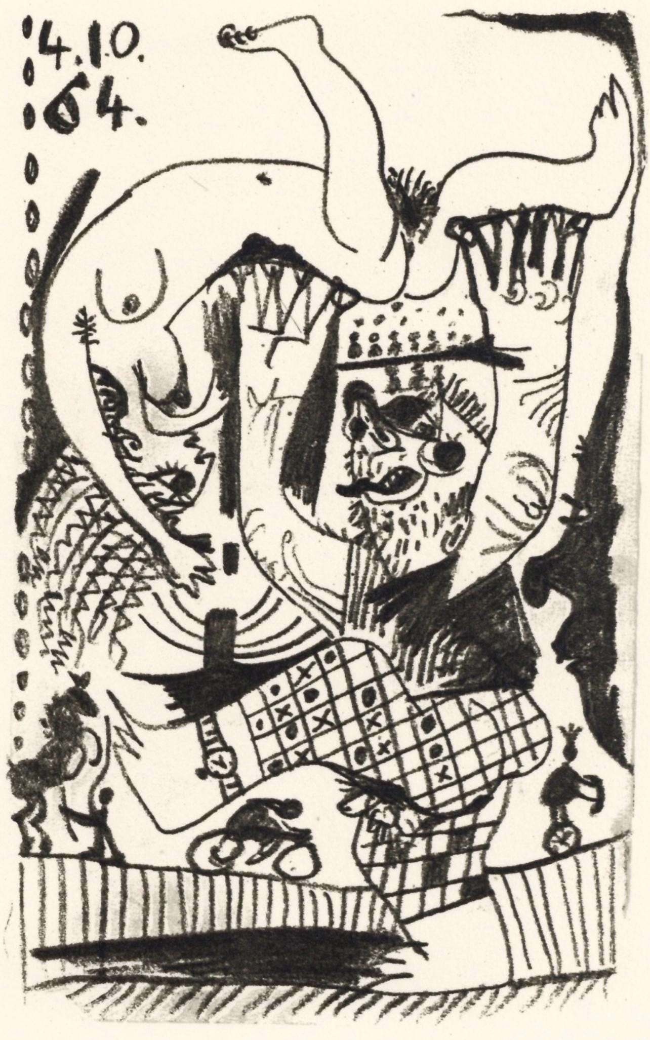 Pablo Picasso, 4.10.64. (Cramer 148), Le Got Du Bonheur, Mixed Media Lithograph