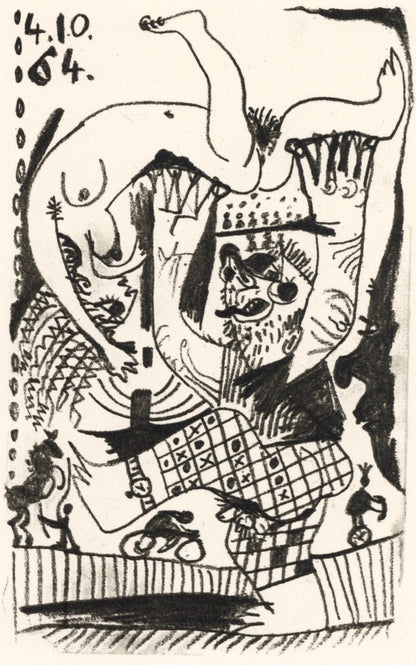 Pablo Picasso, 4.10.64. (Cramer 148), Le Got Du Bonheur, Mixed Media Lithograph