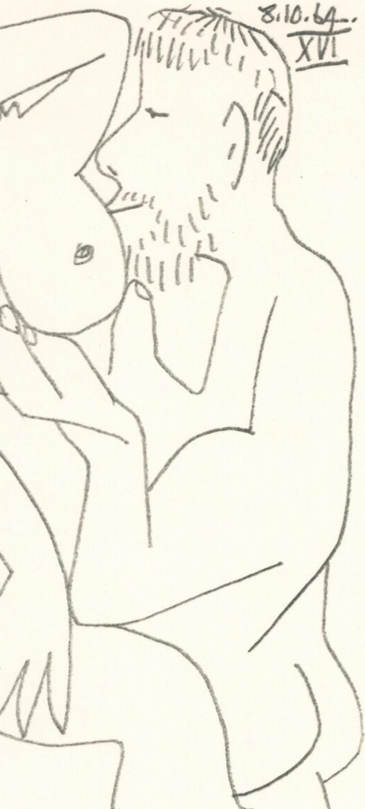 Pablo Picasso, Picasso, 8.10.74 Xvi (Cramer 148), Le Got Du Bonheur, Mixed Media Lithograph