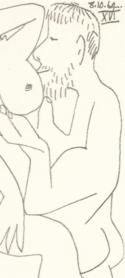 Pablo Picasso, Picasso, 8.10.74 Xvi (Cramer 148), Le Got Du Bonheur, Mixed Media Lithograph