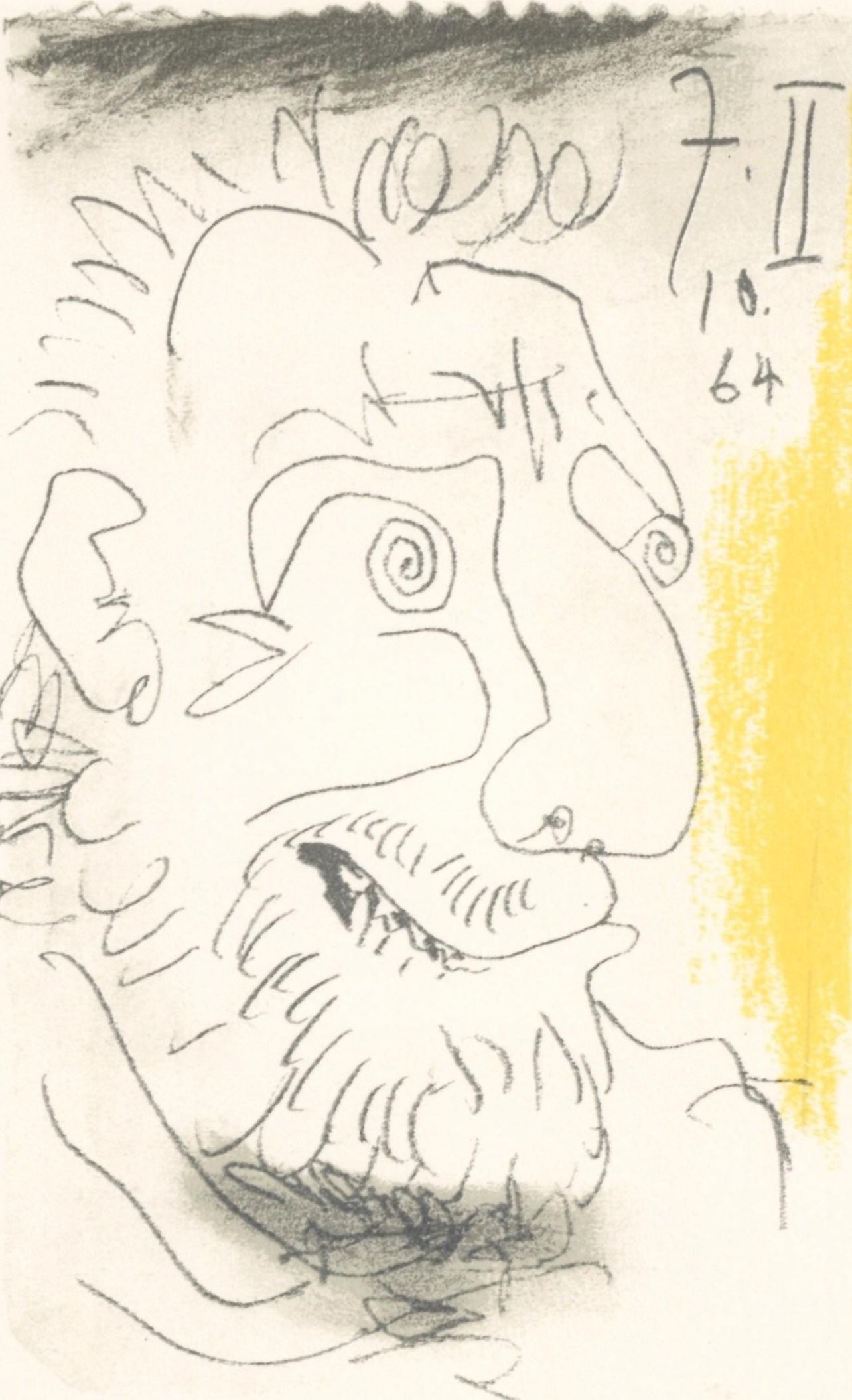 Pablo Picasso, 7.10.64. Ii (Cramer 148), Le Got Du Bonheur, Mixed Media Lithograph