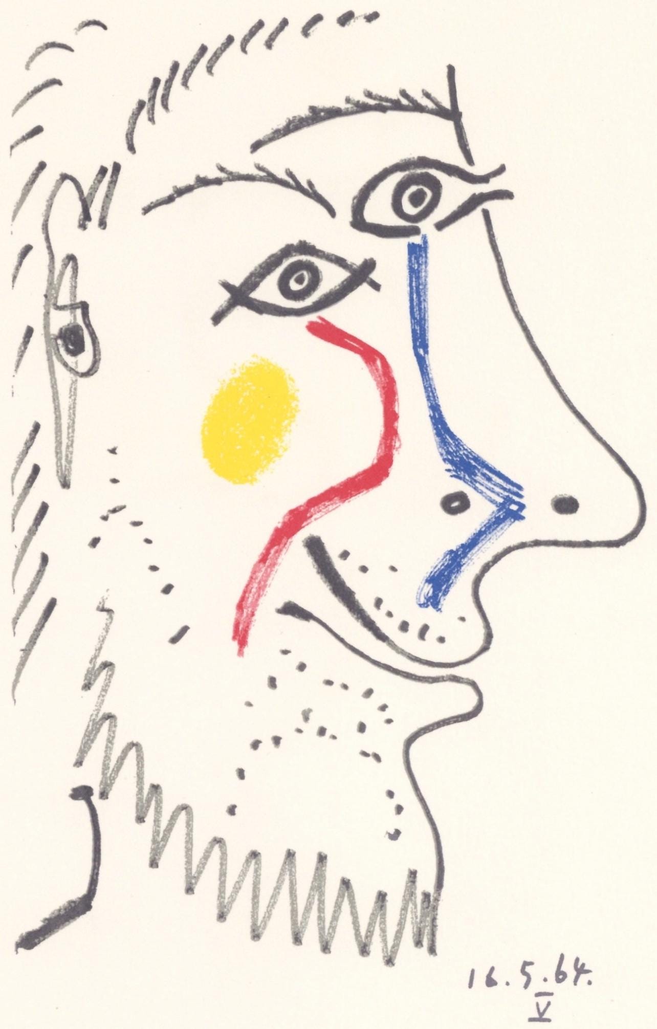 Pablo Picasso, Picasso, 16.5.64. V (Cramer 148), Le Got Du Bonheur, Mixed Media Lithograph